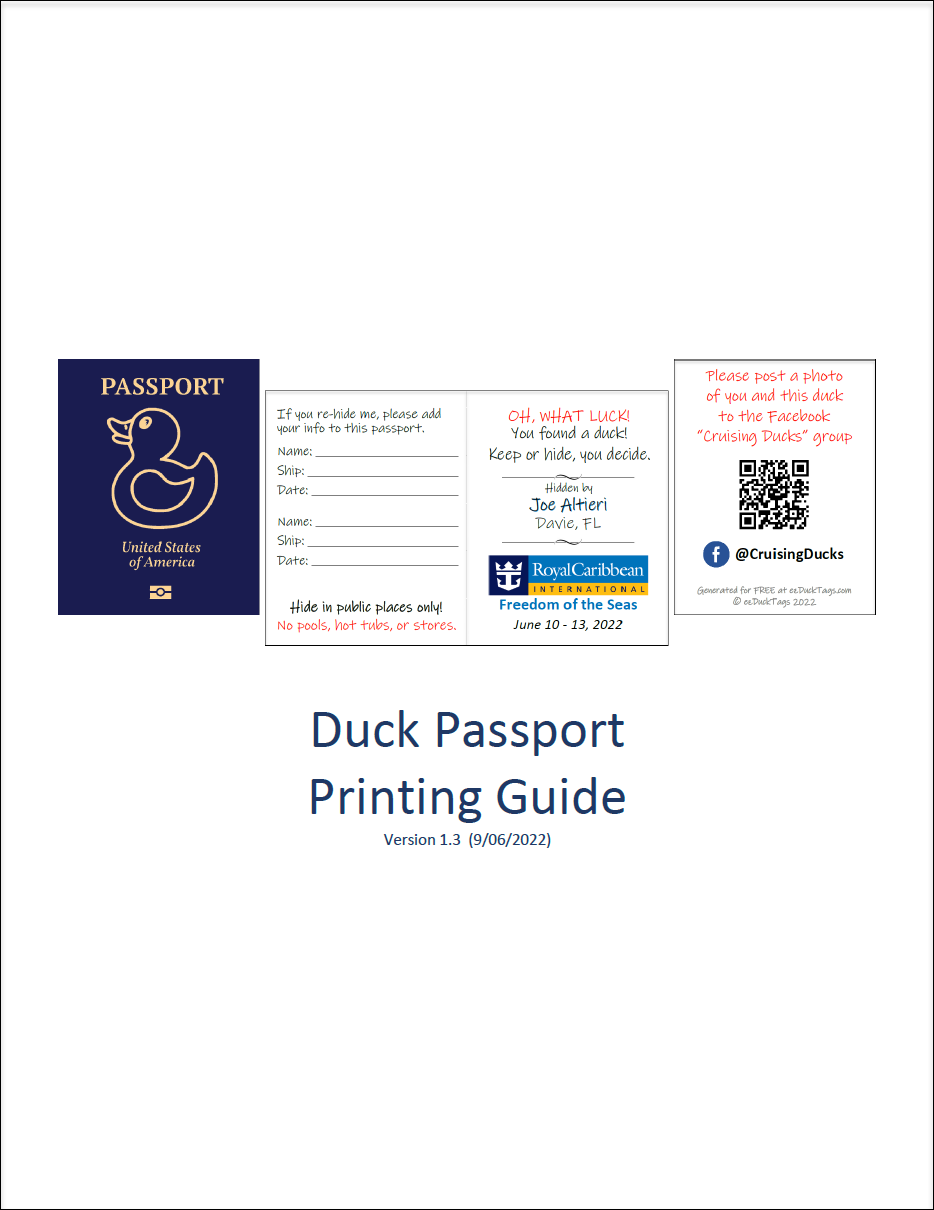 Duck Passport Printing Guide